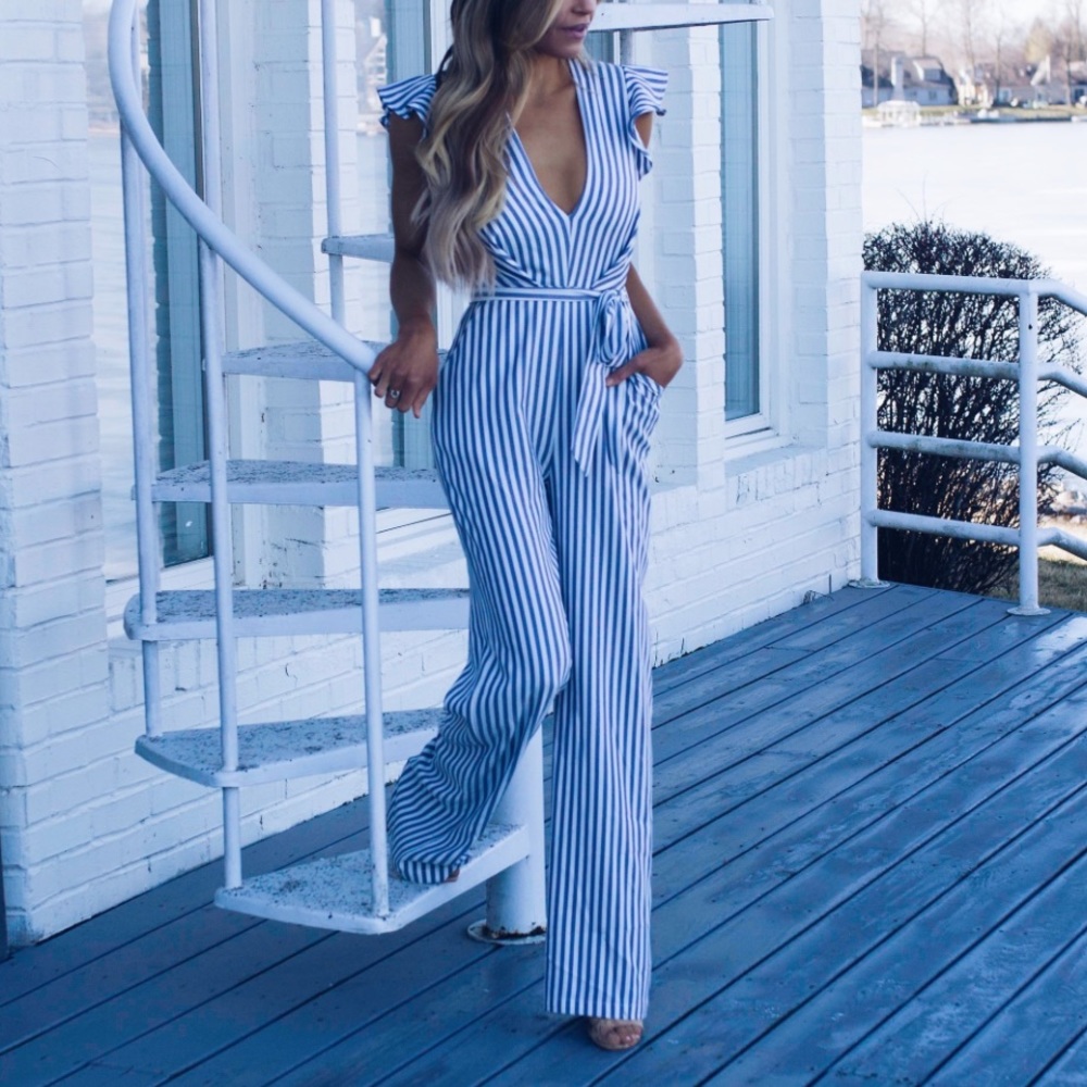 Jumpsuit with open back & pockets